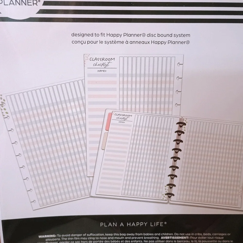 Happy Planner Classroom Checklist Paper 3 Packs 120 Sheets Disc Bound Classic